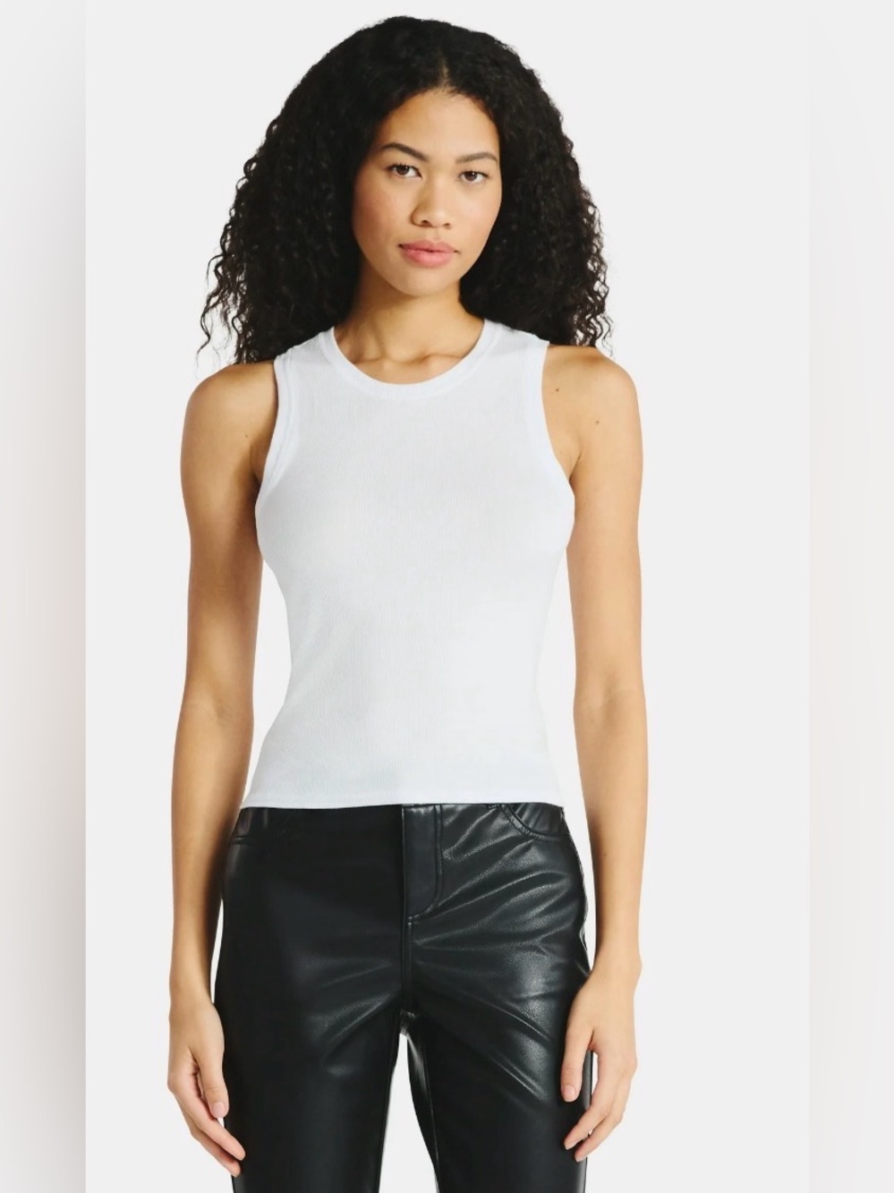 No Boundaries Classic White Ribbed Tank Top Women Size Large